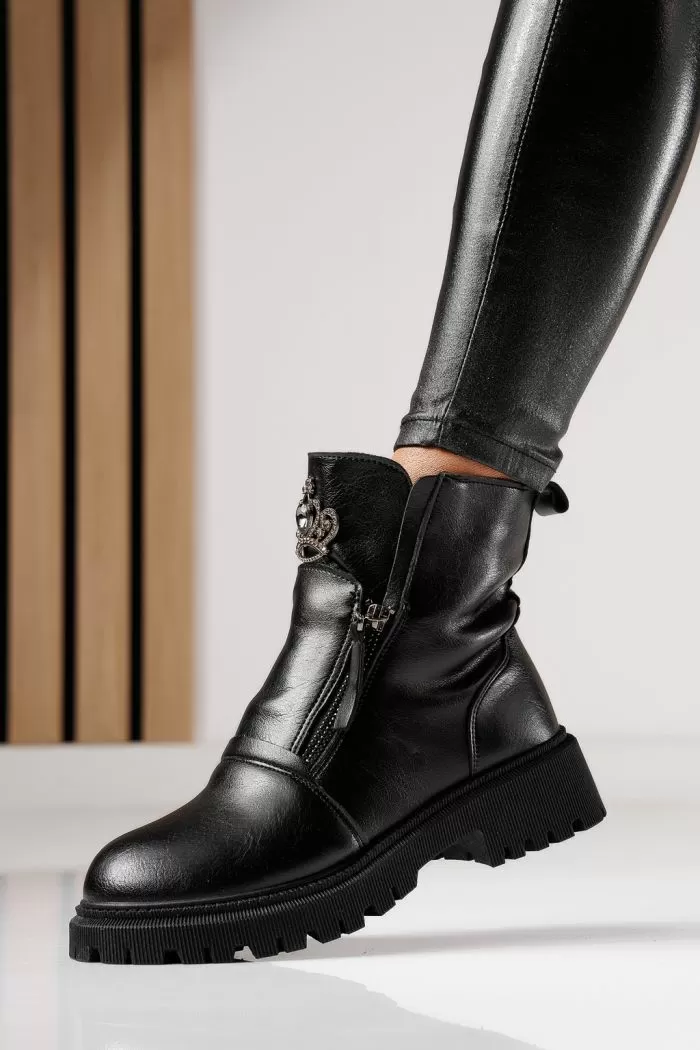 Diamond Női Fekete Bundás Csizma #11903