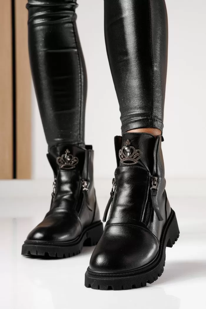 Diamond Női Fekete Bundás Csizma #11903