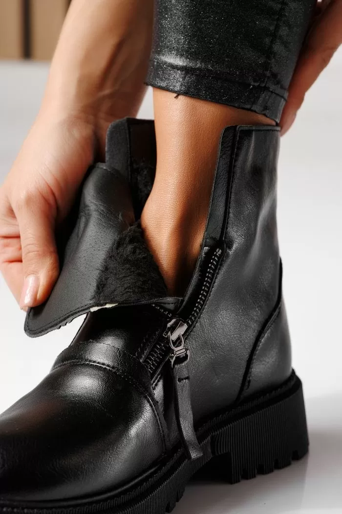 Diamond Női Fekete Bundás Csizma #11903