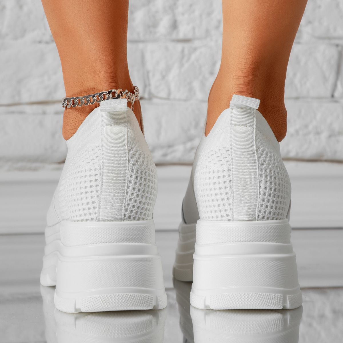 Дамски спортни обувки с платформа Agnes Бяло #14623