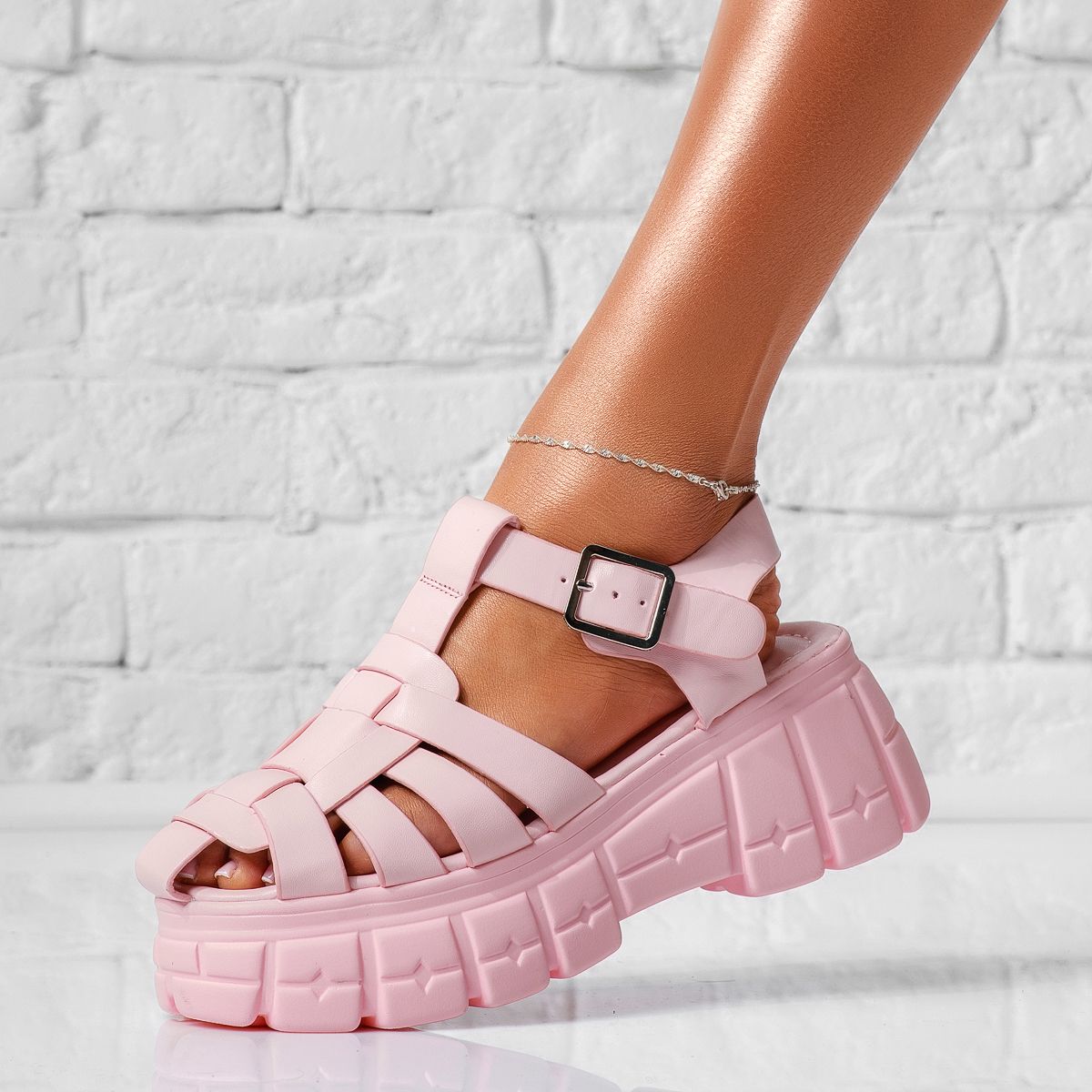 Sandale Dama cu Platforma Glammy Roz #15581