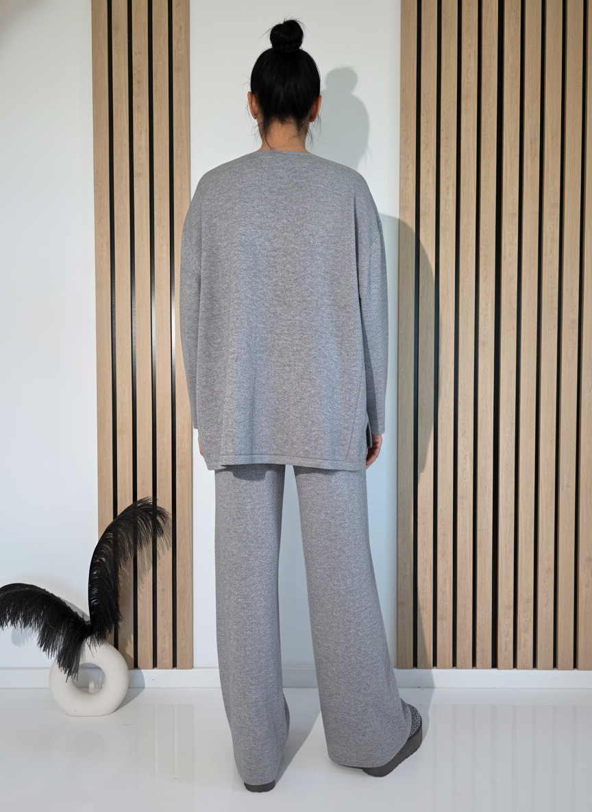 Női együttes szürke Isra 2 kötött darab #A1251