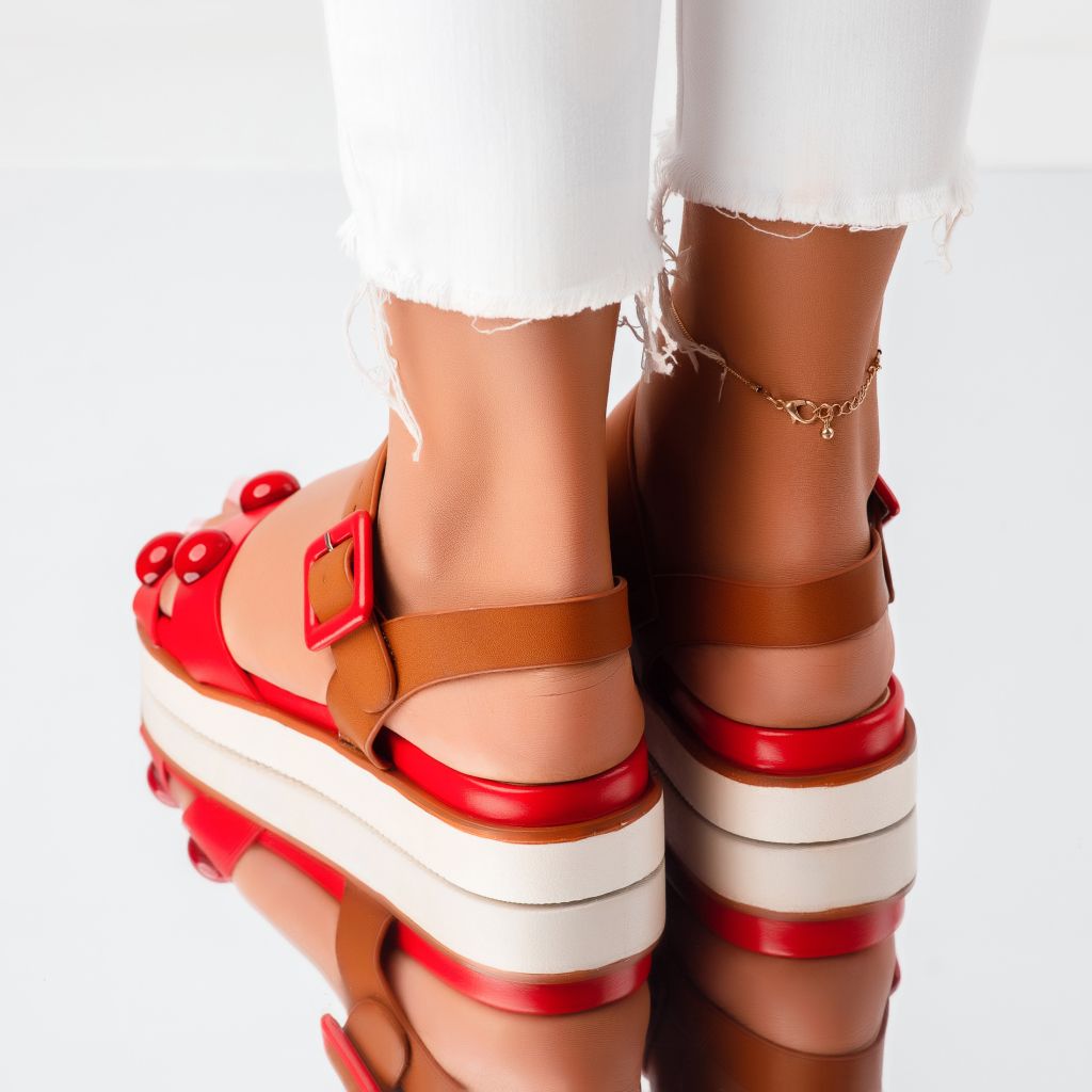 Дамски сандали с платформата Relly домати #5737M