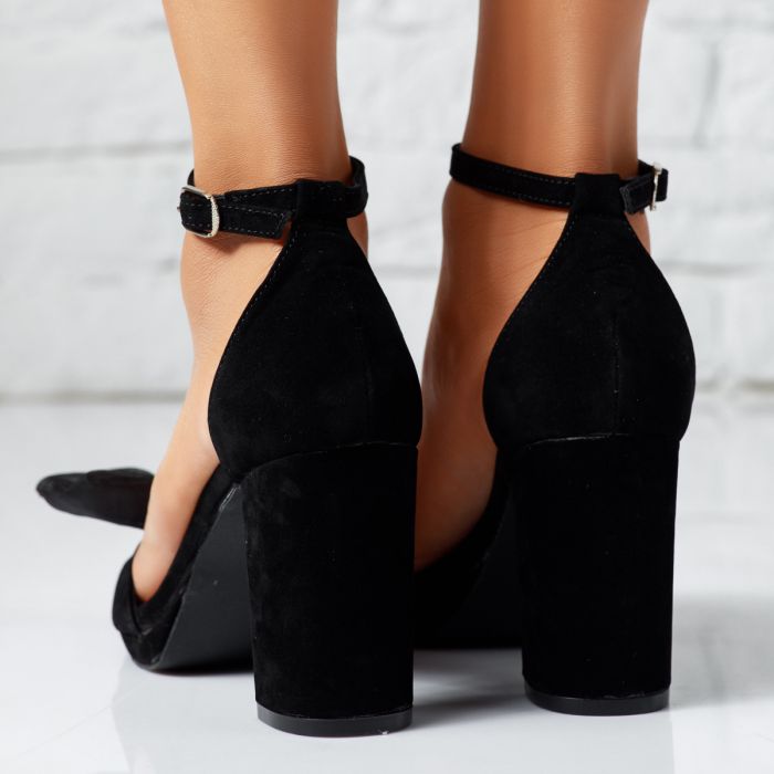 Дамски сандали на ток Esra черен #14232
