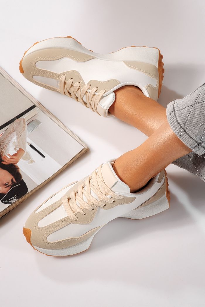 Női bézs eko-bőr tornacipő Clare #24296