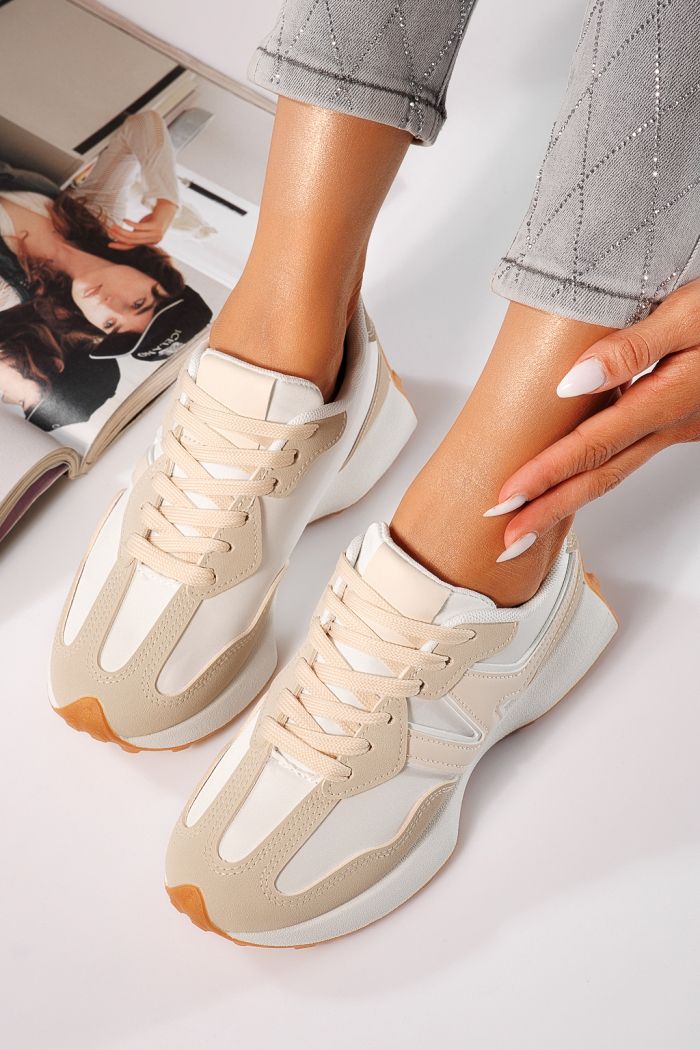 Női bézs eko-bőr tornacipő Clare #24296