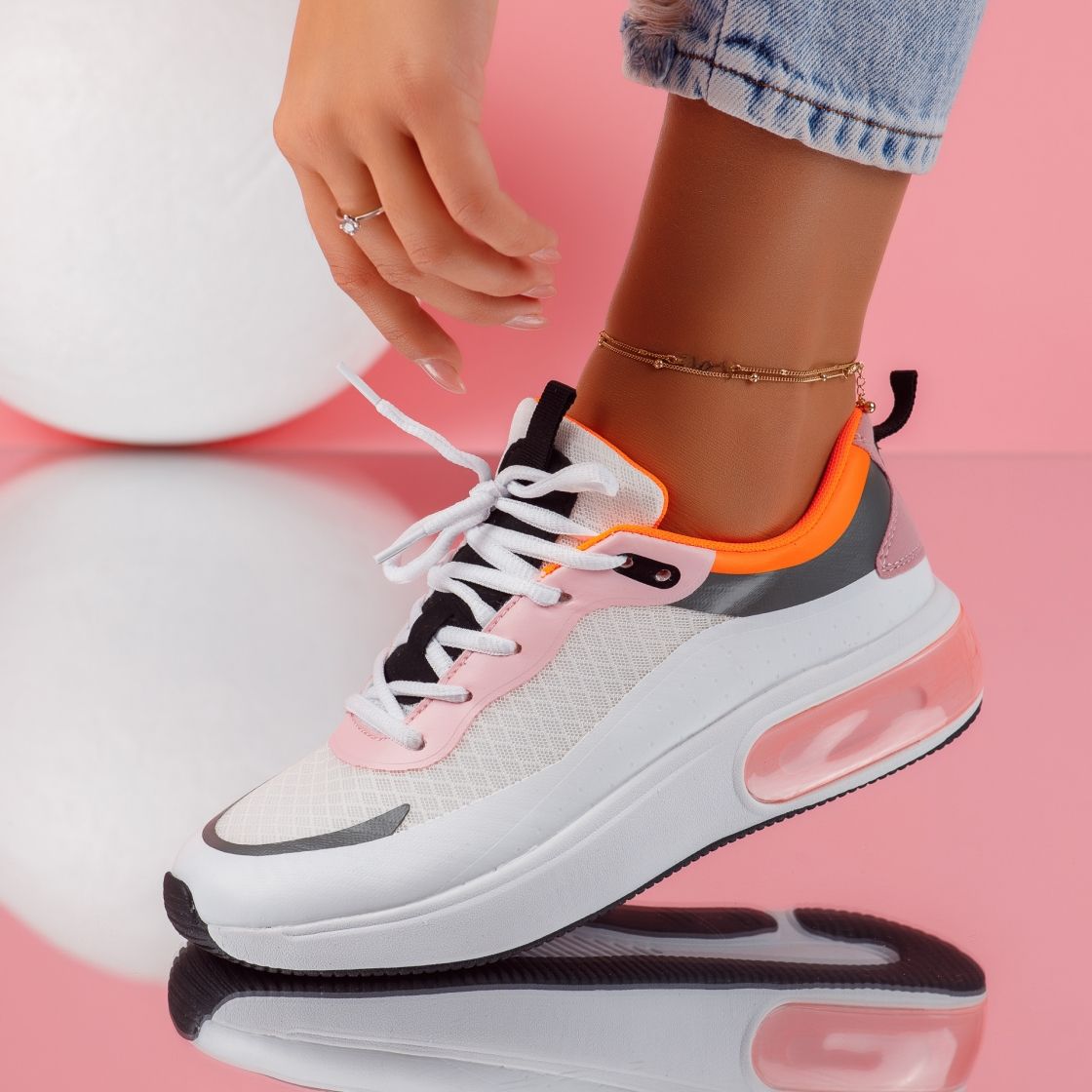 Дамски спортни обувки Elise2 бял/розово #5196M