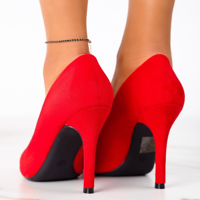 Дамски обувки с ток Dave червен #13357