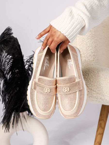 Mary Női Alkalmi Cipő Bézs Ökológiai Hasított Bőrből #18451