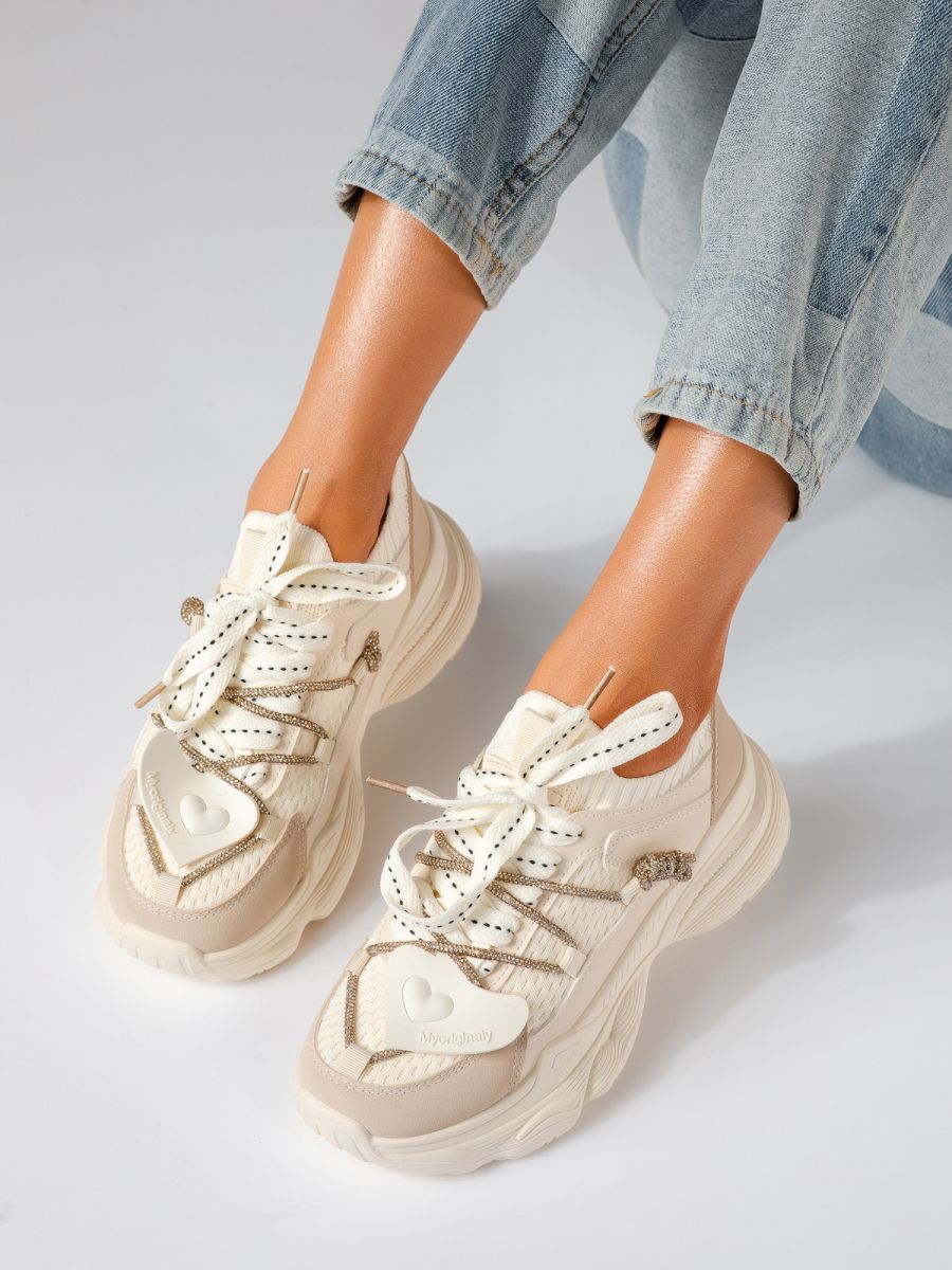 Bria Női Sportcípő Bézs Ökológiai Bőrből #19242