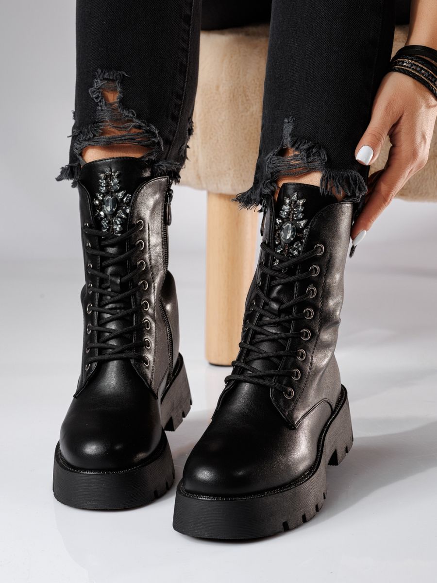 Calliope Női Csizma Fekete Ökológiai Bőrből #20169