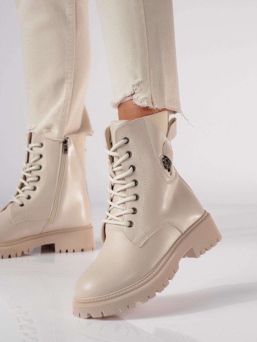 Esra Női Csizma Bézs Ökológiai Bőrből #20149