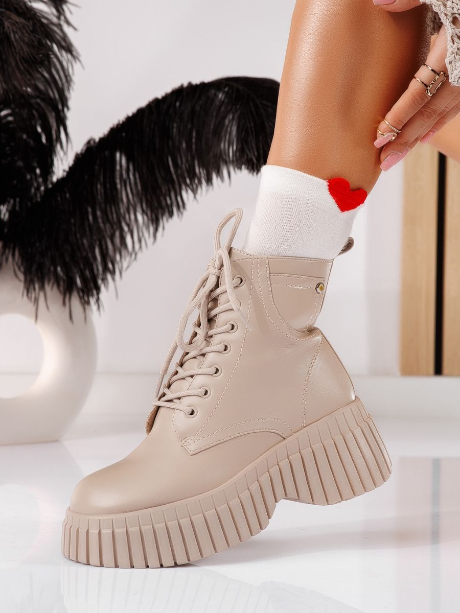 Ronnie Női Bakancs Bézs Női Ökológiai Bőrből #20547