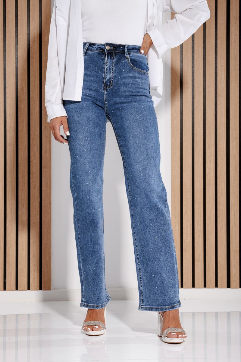 Freya női bő szárú farmernadrág kék #A1181