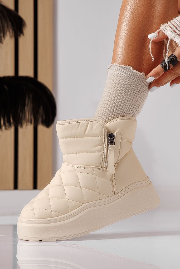 Csizma női tollas bézs TÓL ökológiai bőr Vittoria #22511