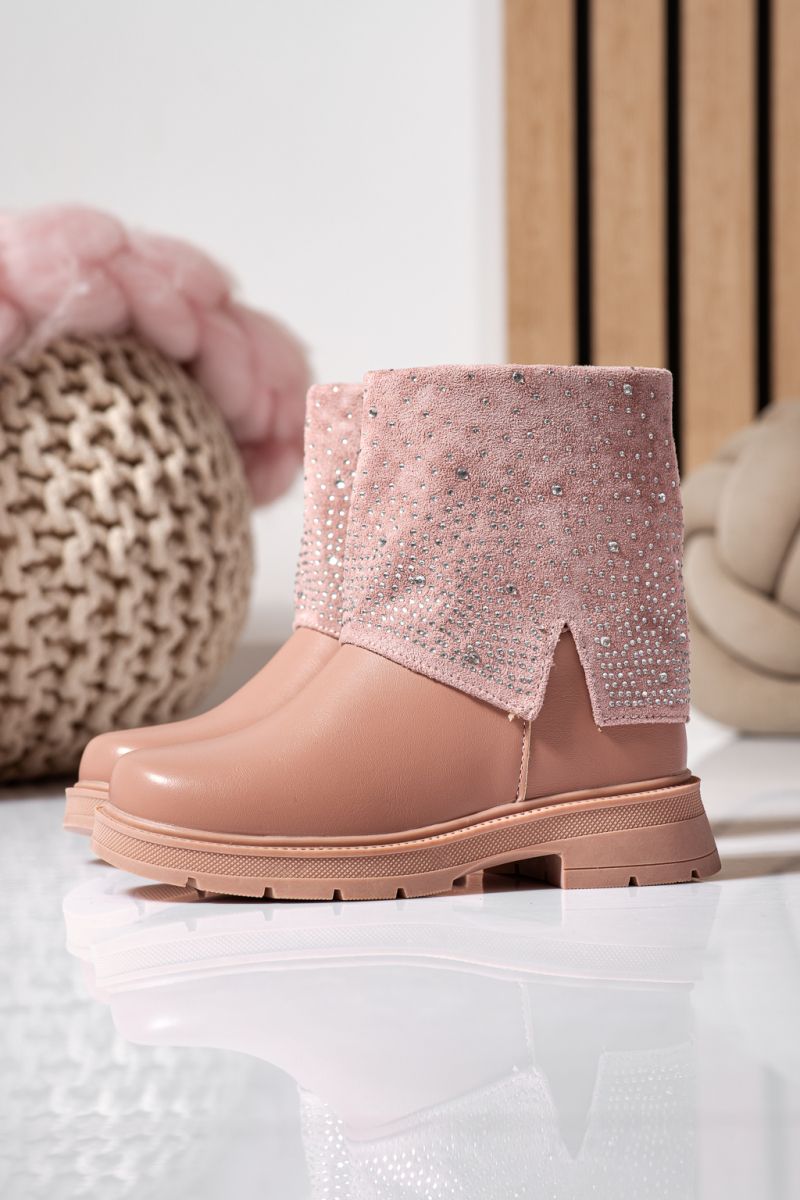 Lányka csizma szőrmével rózsaszín öko bőrből készült Eveline #22563