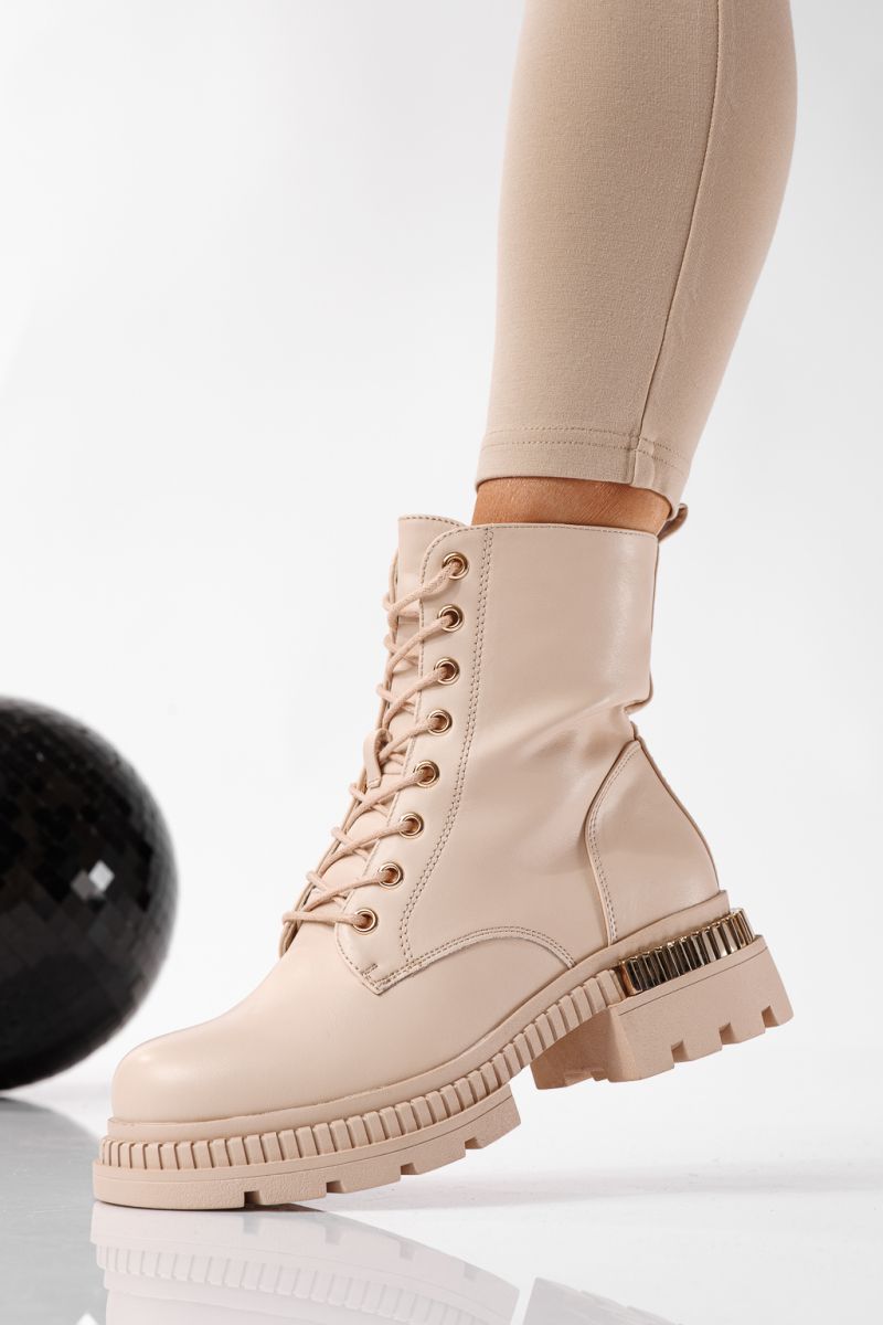 Női csizma szőrmével bézs öko bőrből készült Joplin #22775