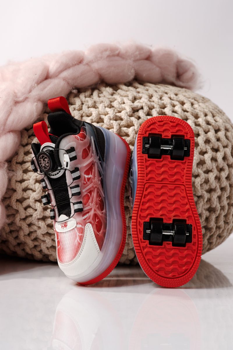 Görgős sportcipő piros textil anyagból készült Carla #22887