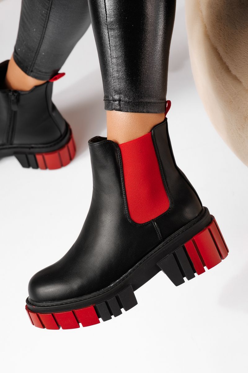 Oszi női bakancs fekete/piros  Olly #8855M