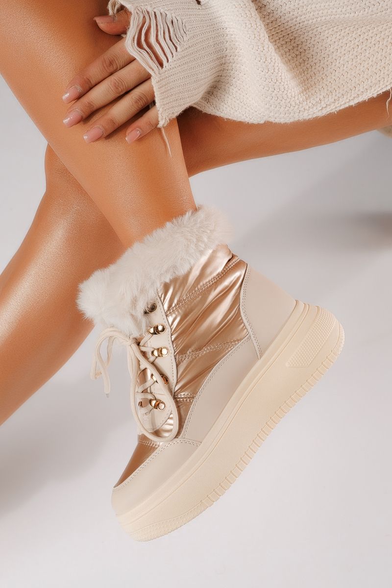 Ivory Rózsaszín/Arany Női Csizma #17244