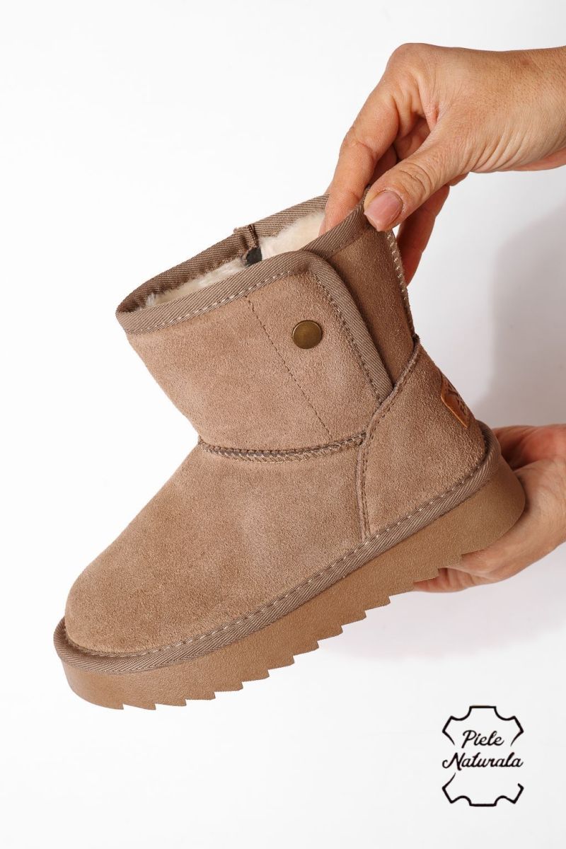 Lányka szőrme csizma piros természetes velúr bőrből készült Alis #23009