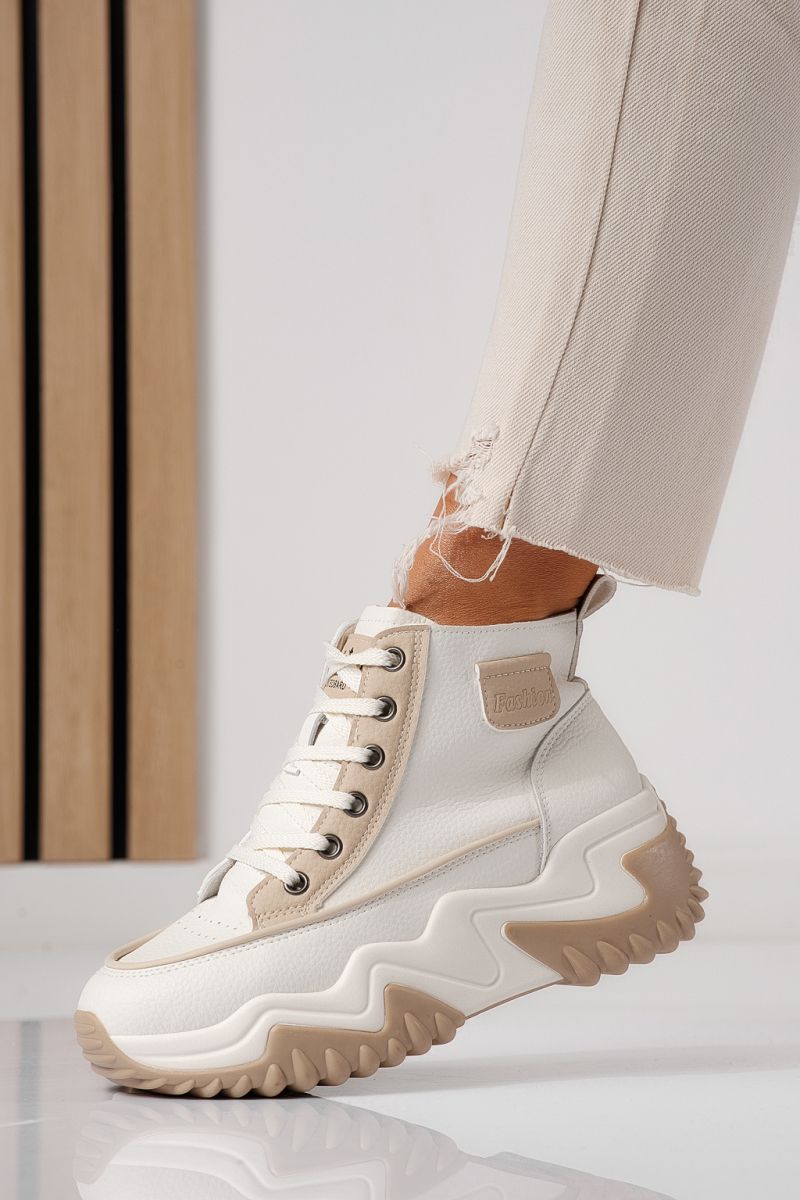 Női sportcipők khaki öko bőrből készült Lea #24152