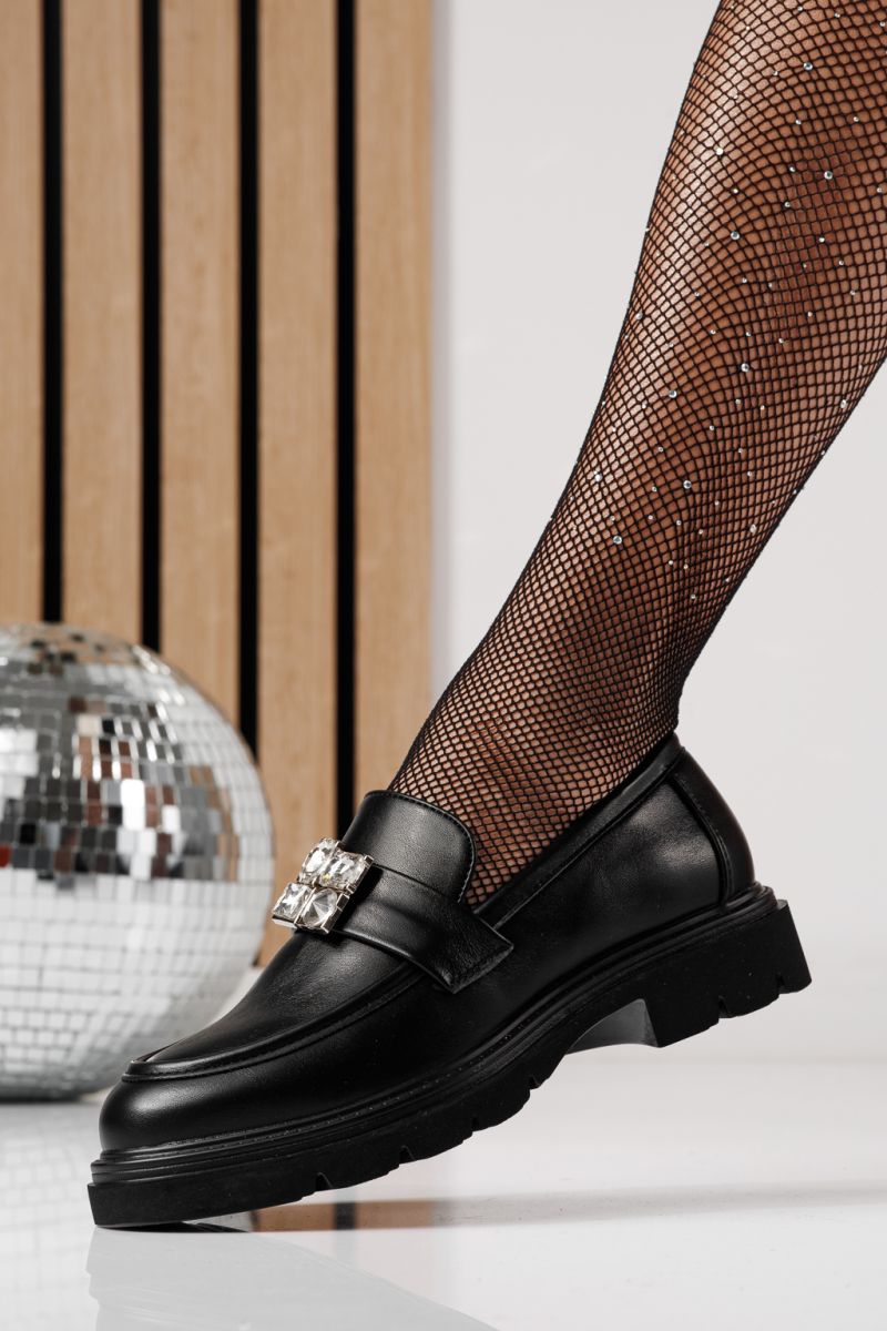 Pantofi casual dama negri din piele ecologica Zina #24281