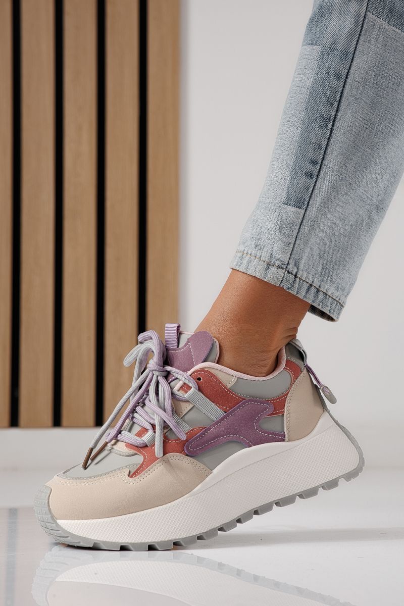 Női tornacipő ekológikus lila bőrből Missy #24239