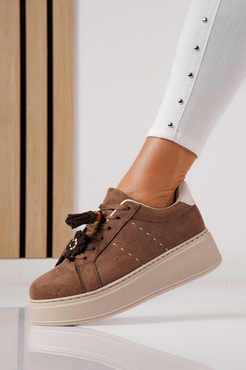 Női sportcipők barna öko bőrből készült visszaküldött Aliss #24315