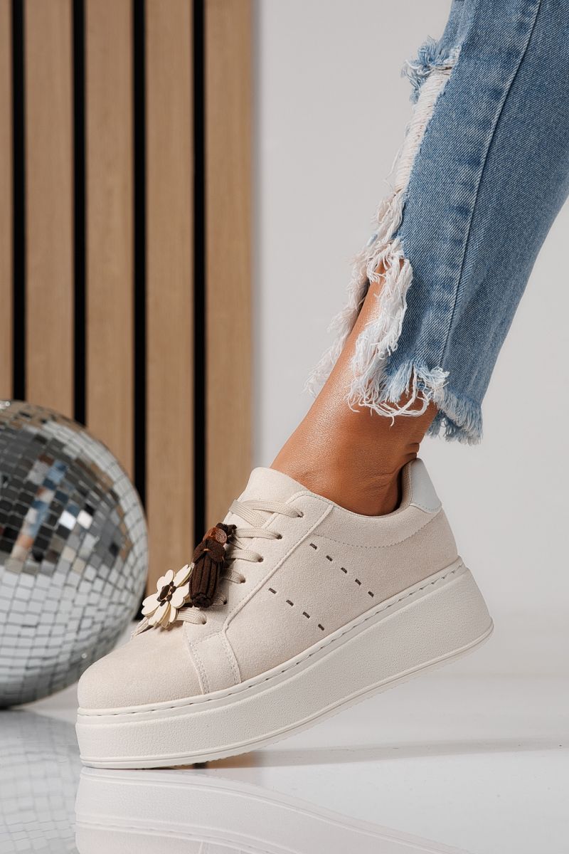 Női sportcipők bézs öko bőrből készült Aliss #24316