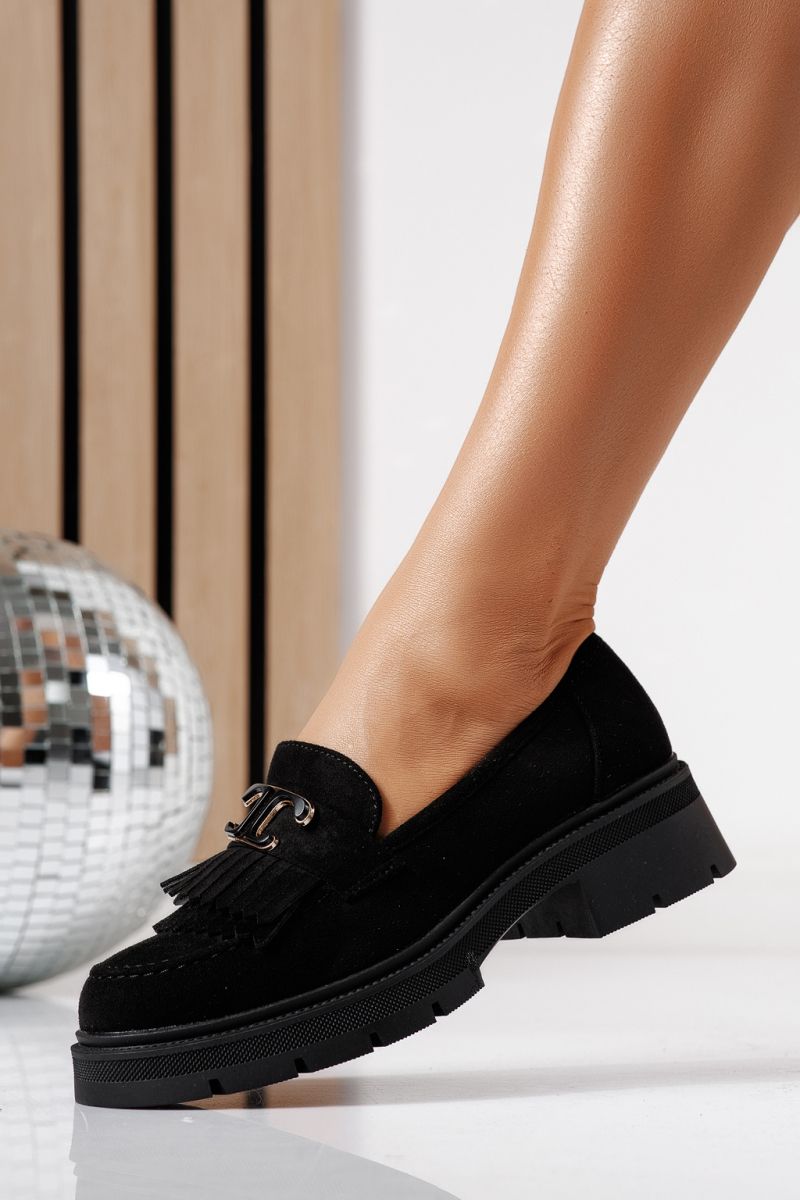 Női alkalmi cipők fekete öko bőrből velúrból  Galia #24443