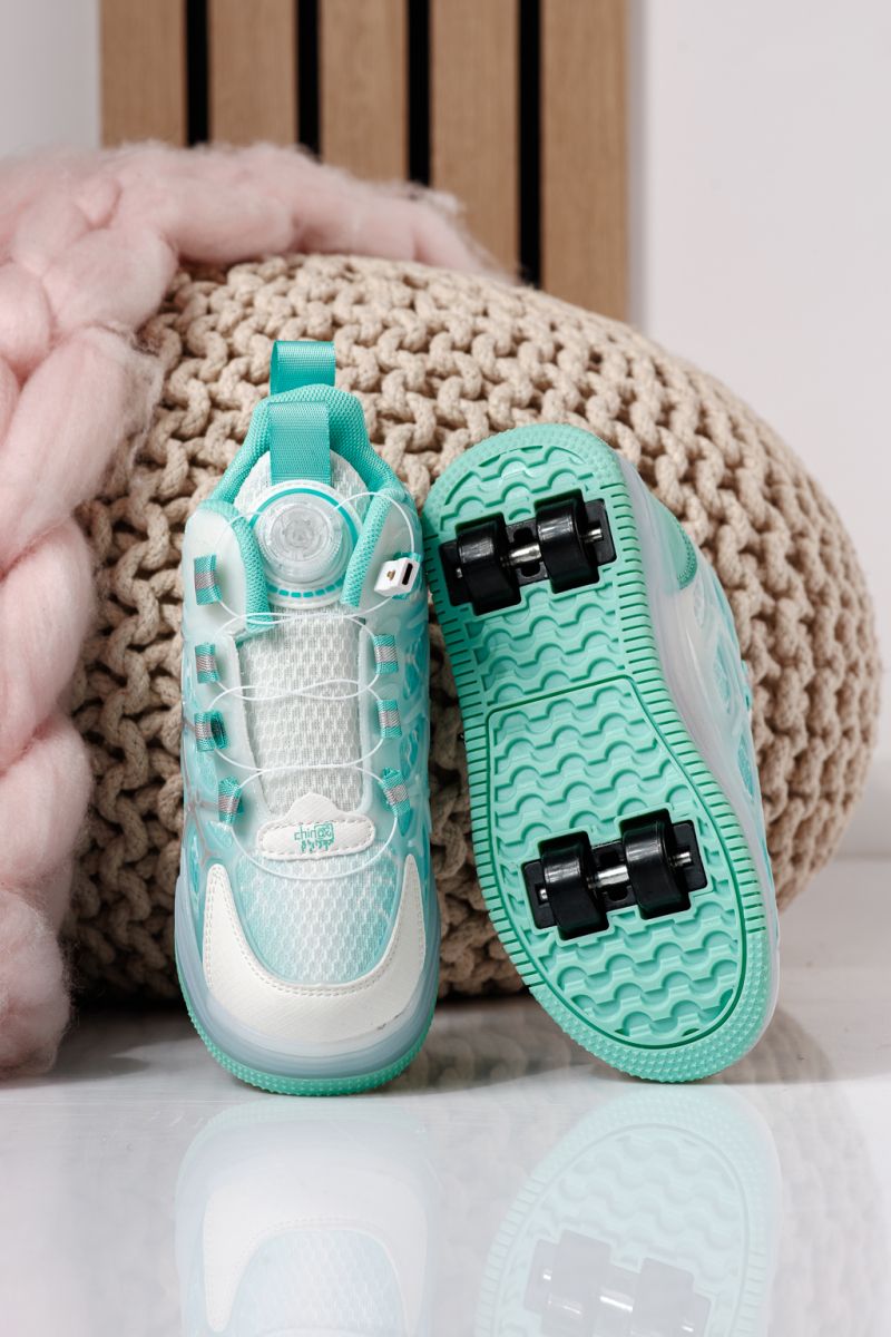 Zöld textil rollercipő Helys #24393