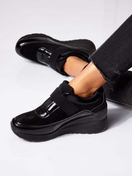 Anais Női Sportcipő cu platforma Fekete Ökológiai Bőrből #24535