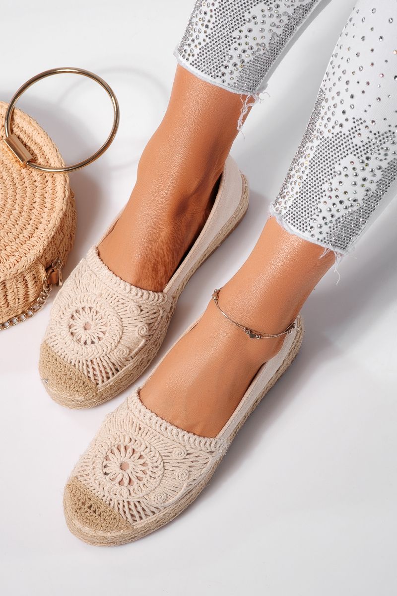 Női espadrillek bézs ekobőrből Emma #2454024540