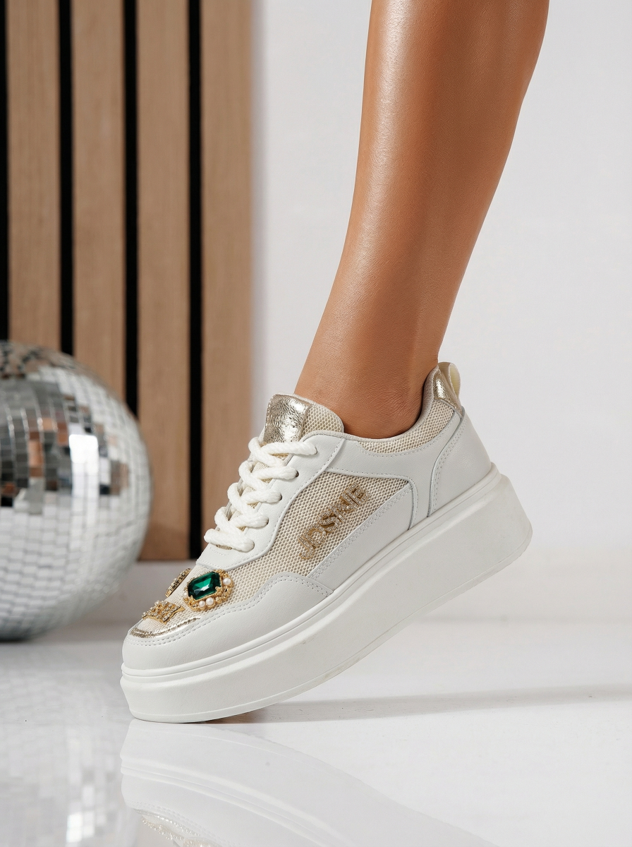 Női bézs színű ekológikus bőrből készült tornacipő Margot #24520