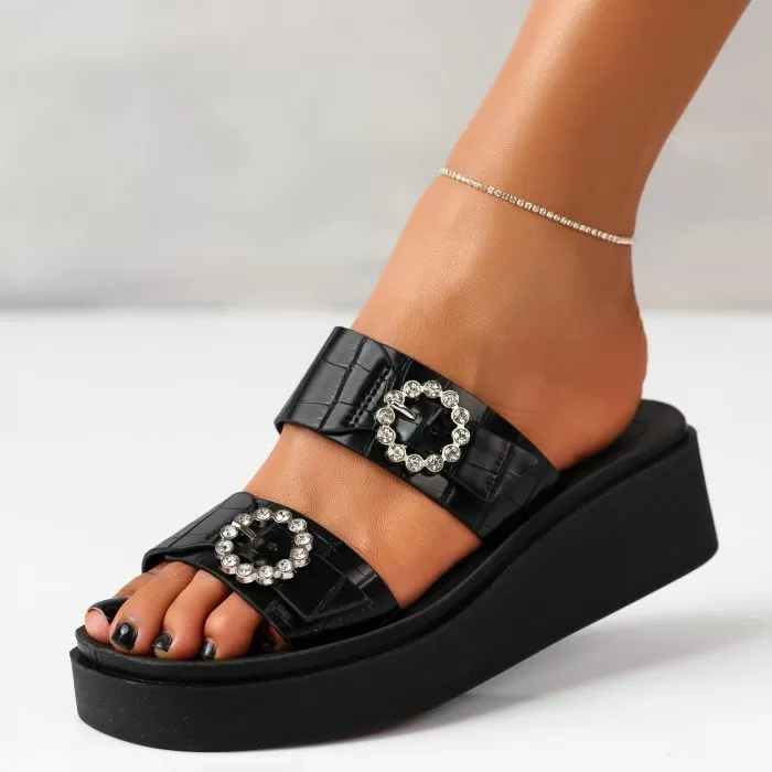 Papuci Dama cu Platforma Chicago Negre #11751