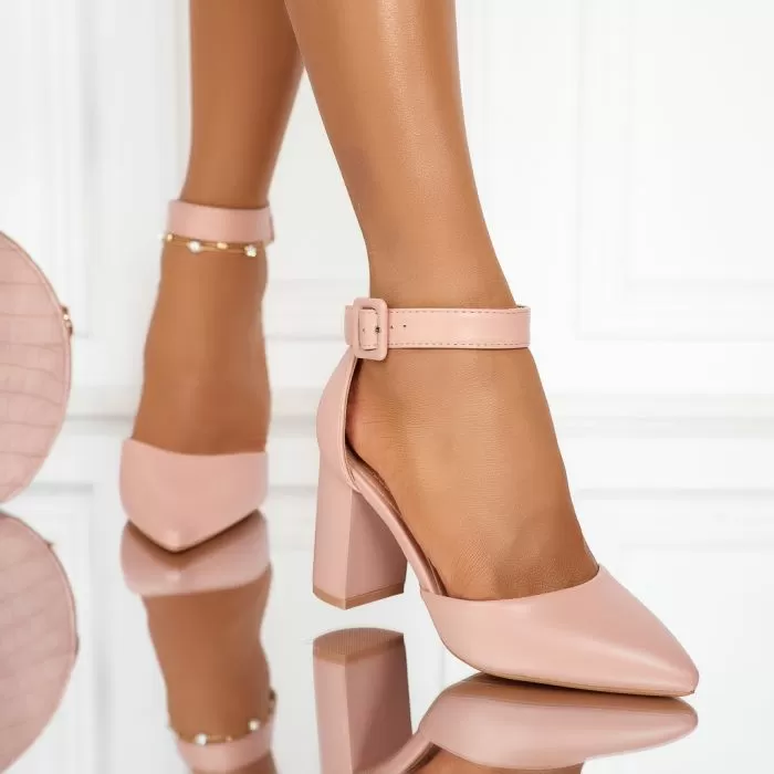 Pantofi Dama cu Toc Bonnie Roz #12416