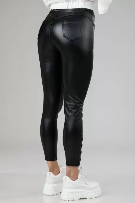 Pantaloni Dama Piele Ecologica Vatuiti Carina Negri #A258