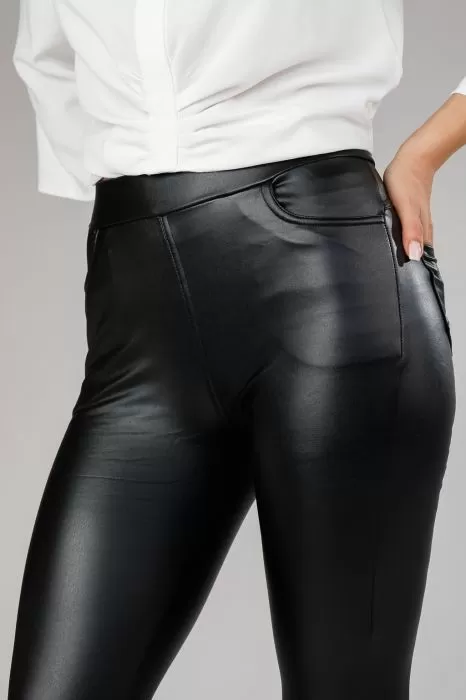 Pantaloni Dama Piele Ecologica Vatuiti Carina Negri #A258