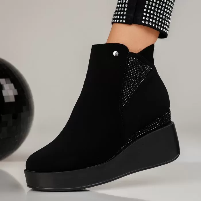 Botine Dama  îmblanite Selena Negre #12523