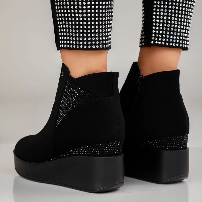Botine Dama  îmblanite Selena Negre #12523