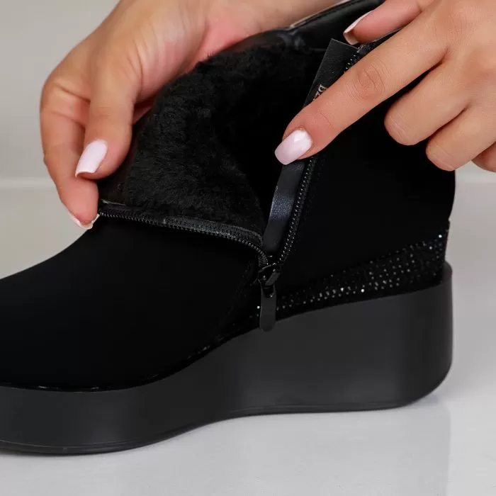 Botine Dama  îmblanite Selena Negre #12523