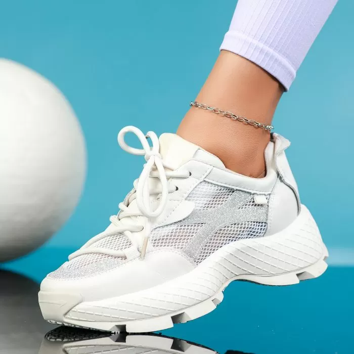 Selena Női Bézs Természetes Bőr Sportcipő #13446