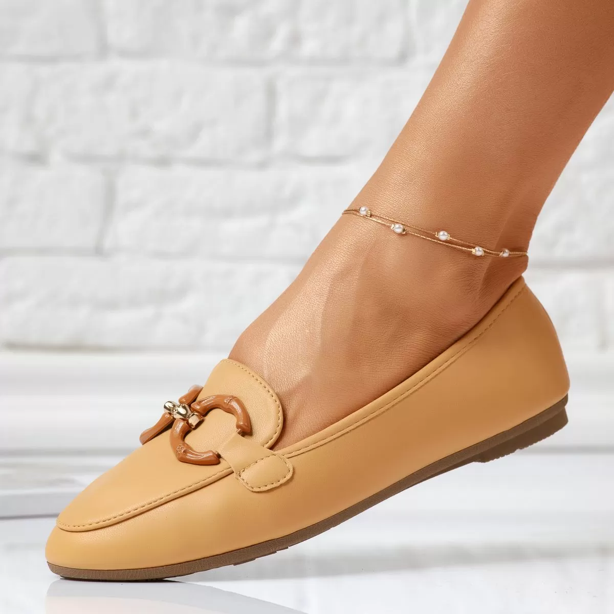 Cleopatra Női Kámel Balerina Cipő #14021