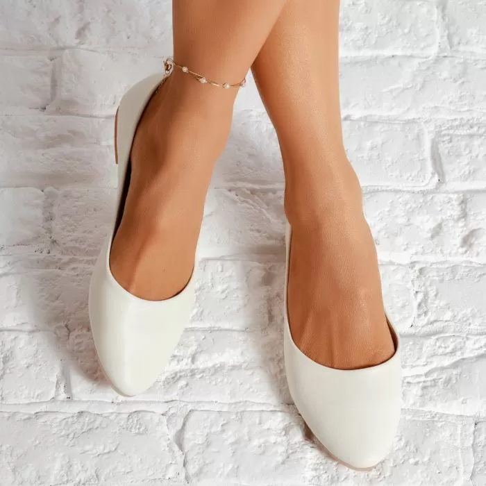 Barbara Női Fehér Balerina Cipő #14054