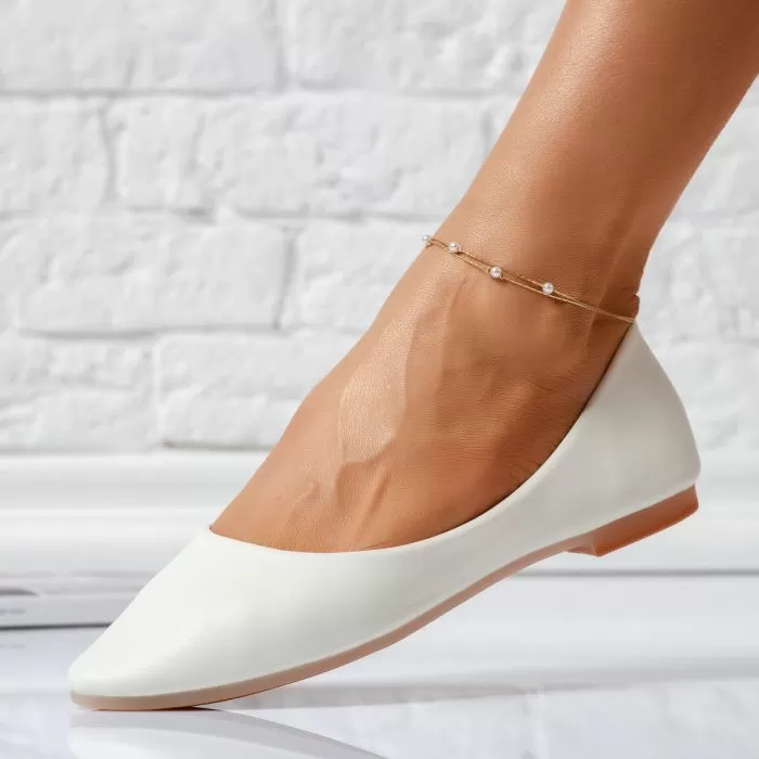 Barbara Női Fehér Balerina Cipő #14054