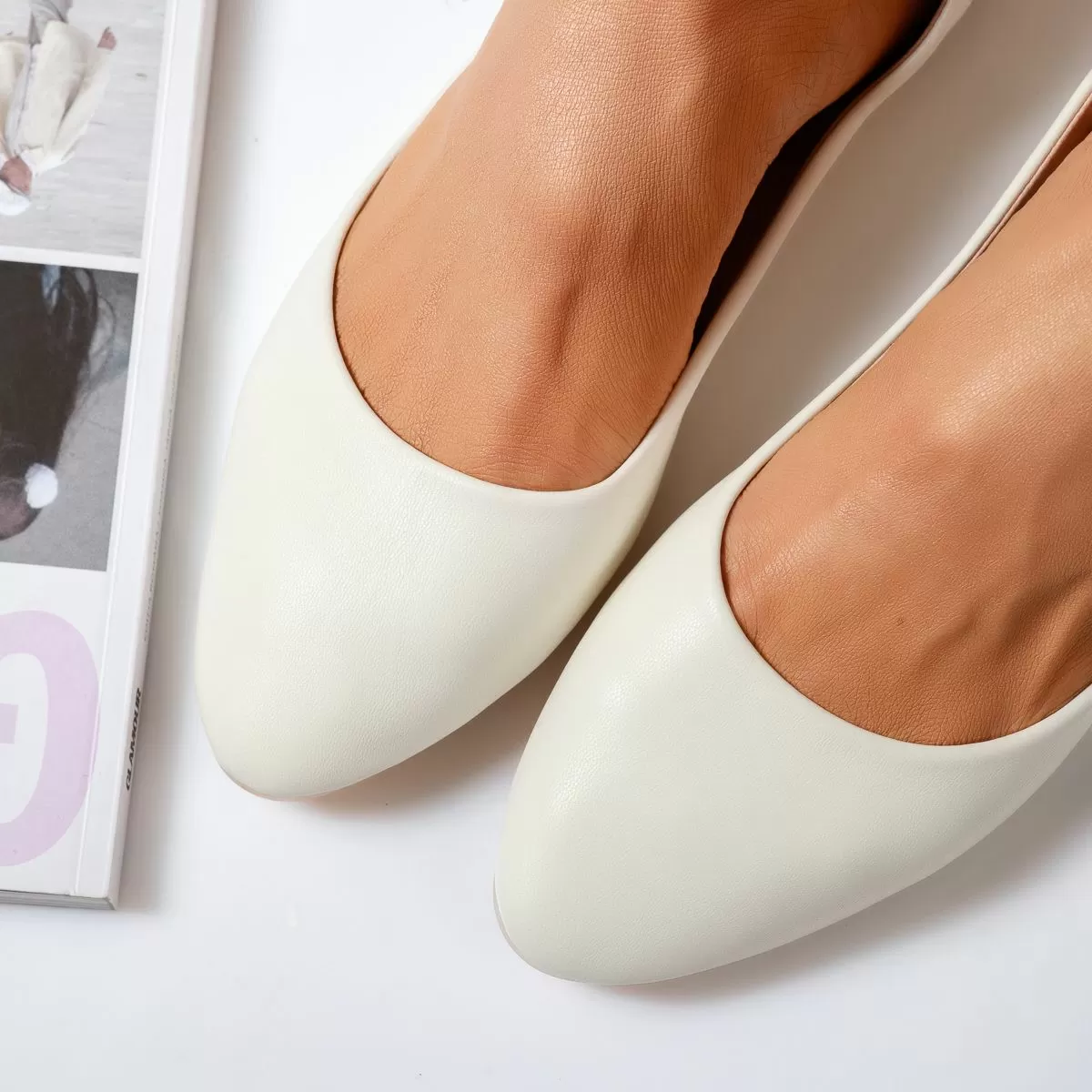 Barbara Női Fehér Balerina Cipő #14054