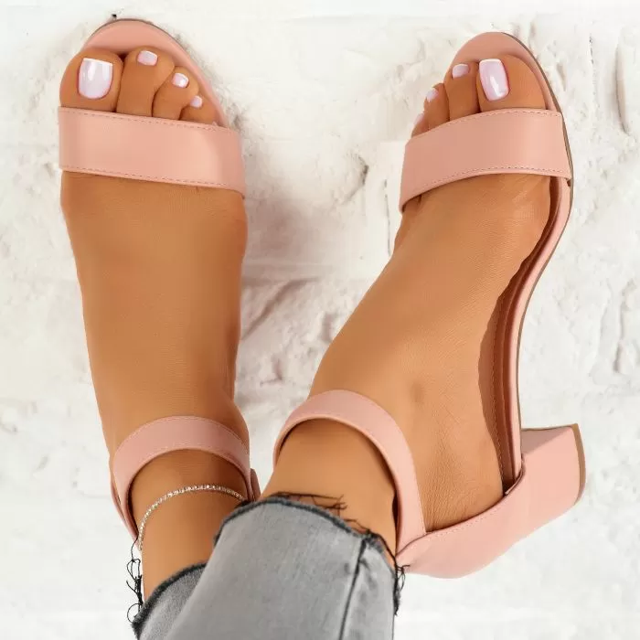 Sandale Dama cu Toc Clover Roz #14490
