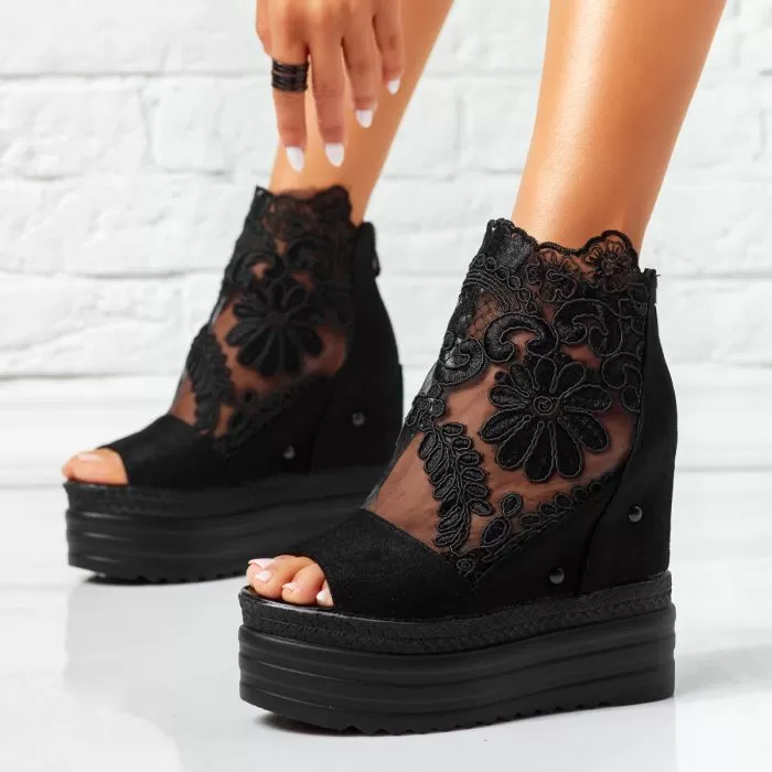 Sandale Dama cu Platforma Love Negre #14672