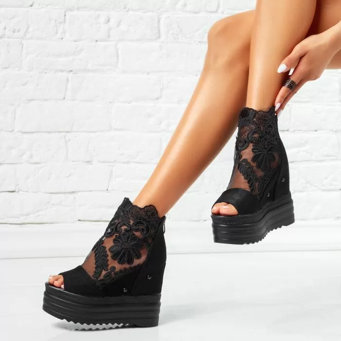 Sandale Dama cu Platforma Love Negre #14672